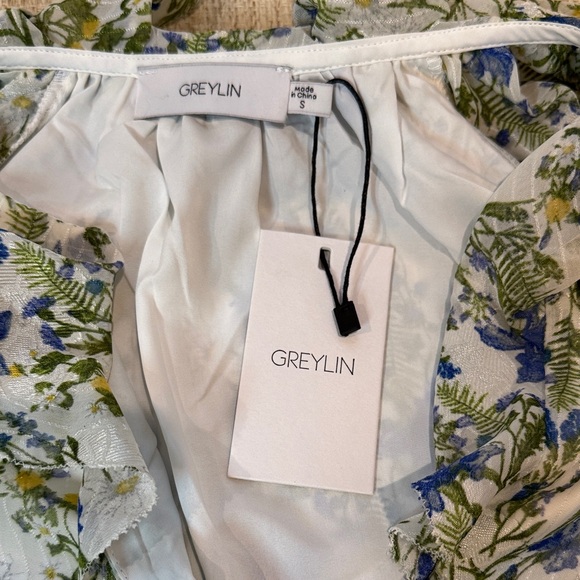 Greylin Floral Print Belted Long Sleeve Mini Dress, NWT, Size Small - Picture 5 of 10